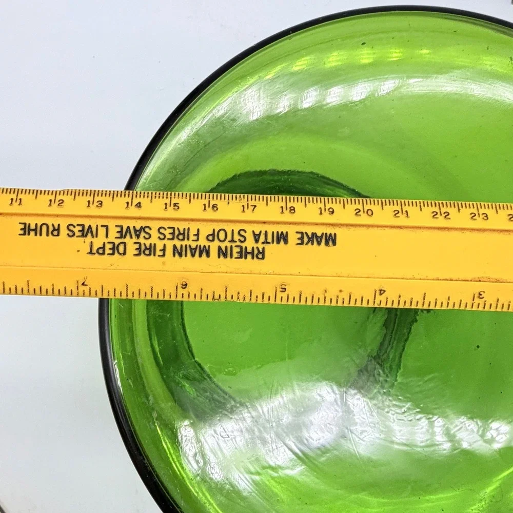 Counterpoint Hand Blown Glass Apothecary Jar Green Vintage Japan Sunburst Lid